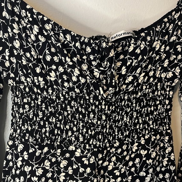 Reformation Rue Maria Black and White Floral Mini Dress - Picture 5 of 12
